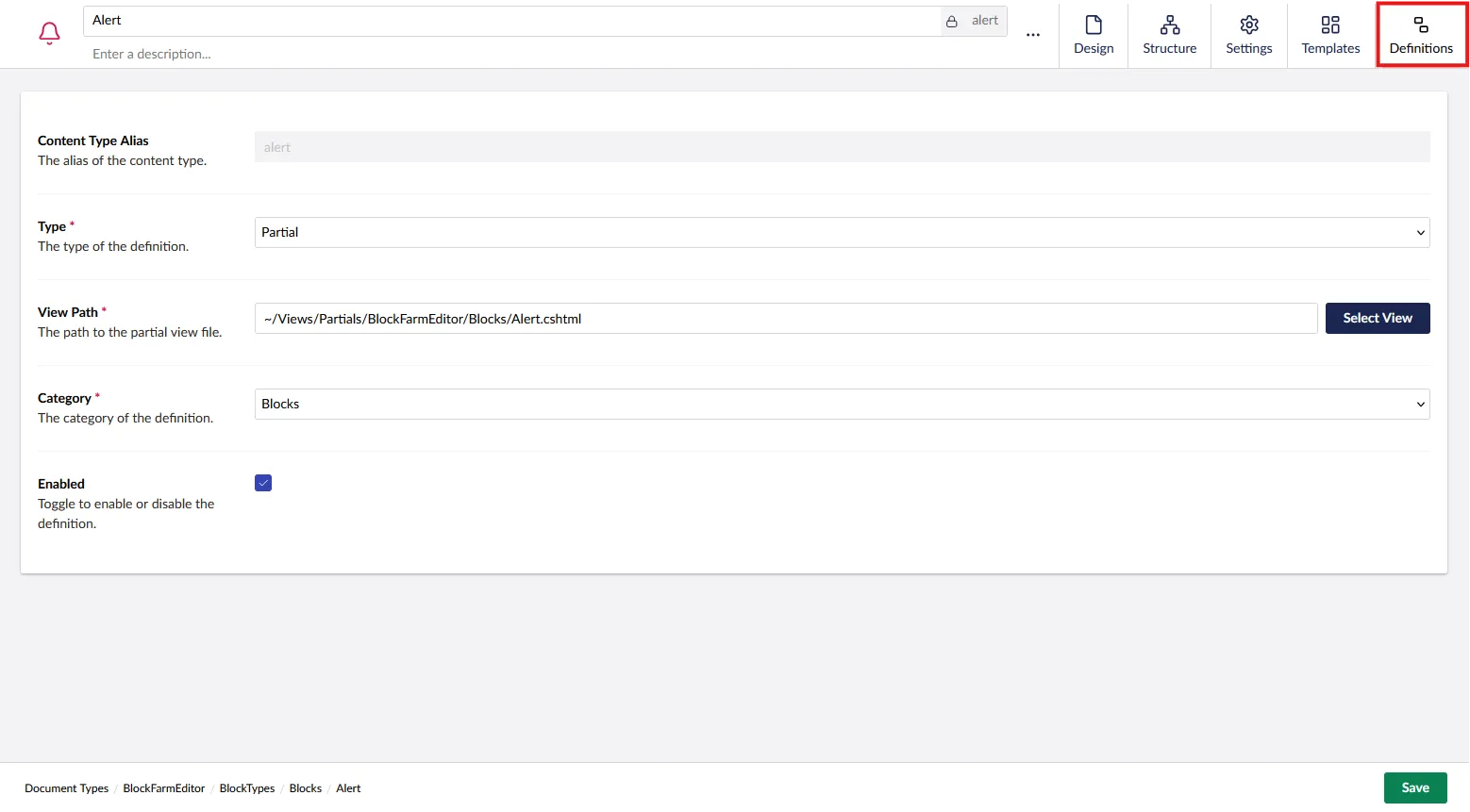 Alert Block Definitions