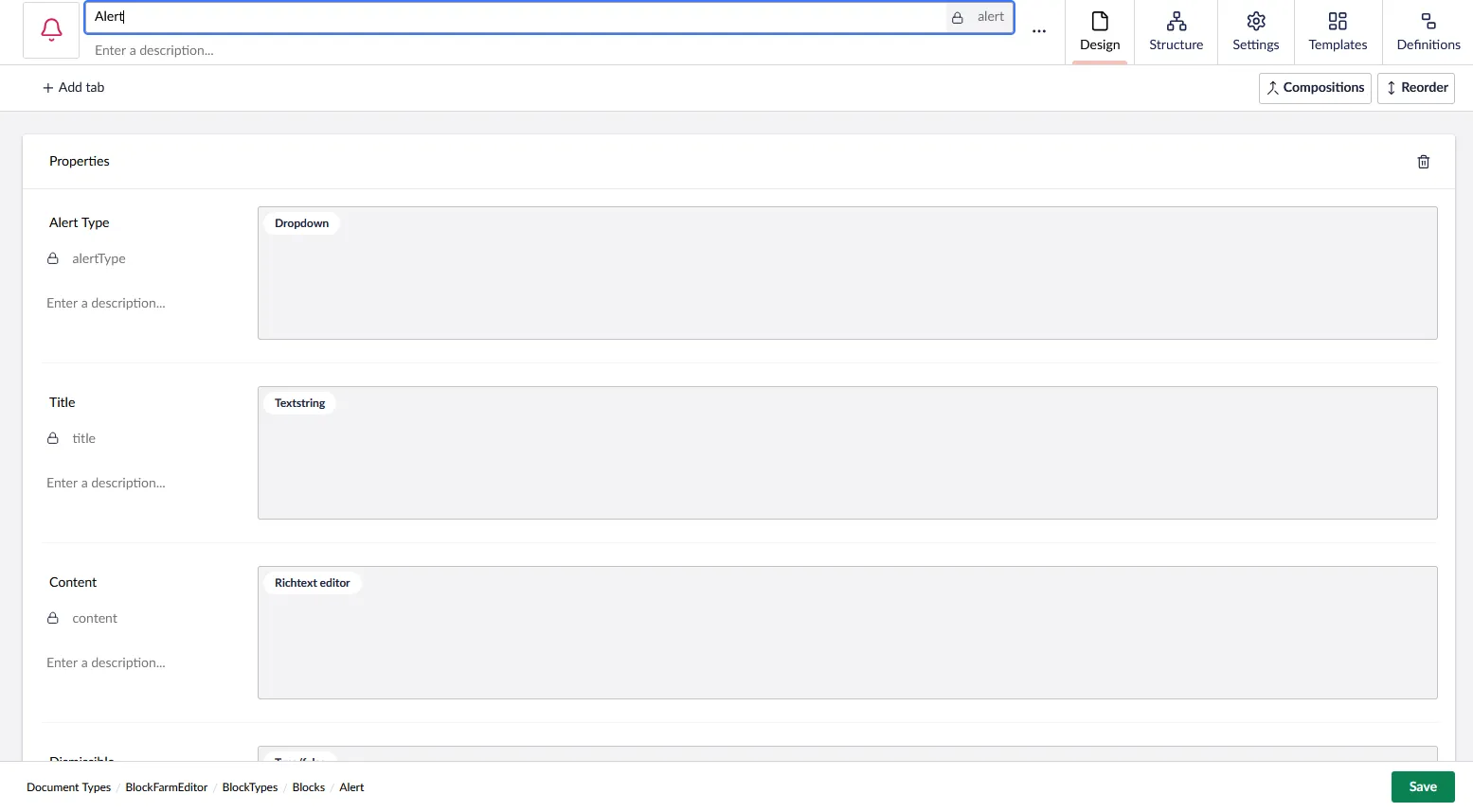 Alert Block Properties